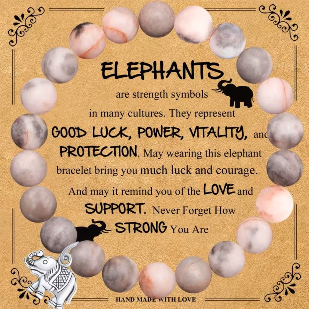 Elephant Natural Stone Bracelet Strong Women Z196